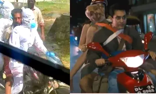 कोविड मरीज को बचाने के लिए थ्री इडियट्स की तरह दोपहिया वाहन पर अश्विन-रेखा ले गए अस्पताल कोविड मरीज को बचाने के लिए थ्री इडियट्स की तरह दोपहिया वाहन पर अश्विन-रेखा ले गए अस्पताल