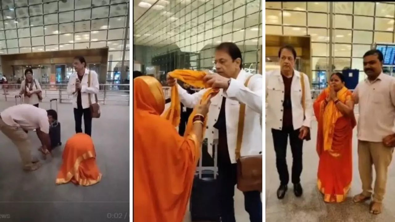 मुंबई एयरपोर्ट पर भगवान राम अरुण गोविल के सामने महिला ने ​किया चरण स्पर्श- यहां जानिए आगे क्या हुआ